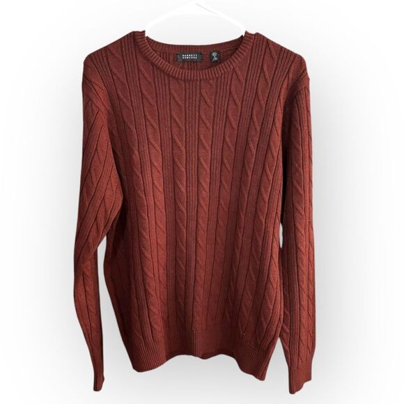 Barneys New York Brown Crewneck Cable-Knit Sweater Small Merino Wool - Picture 1 of 6